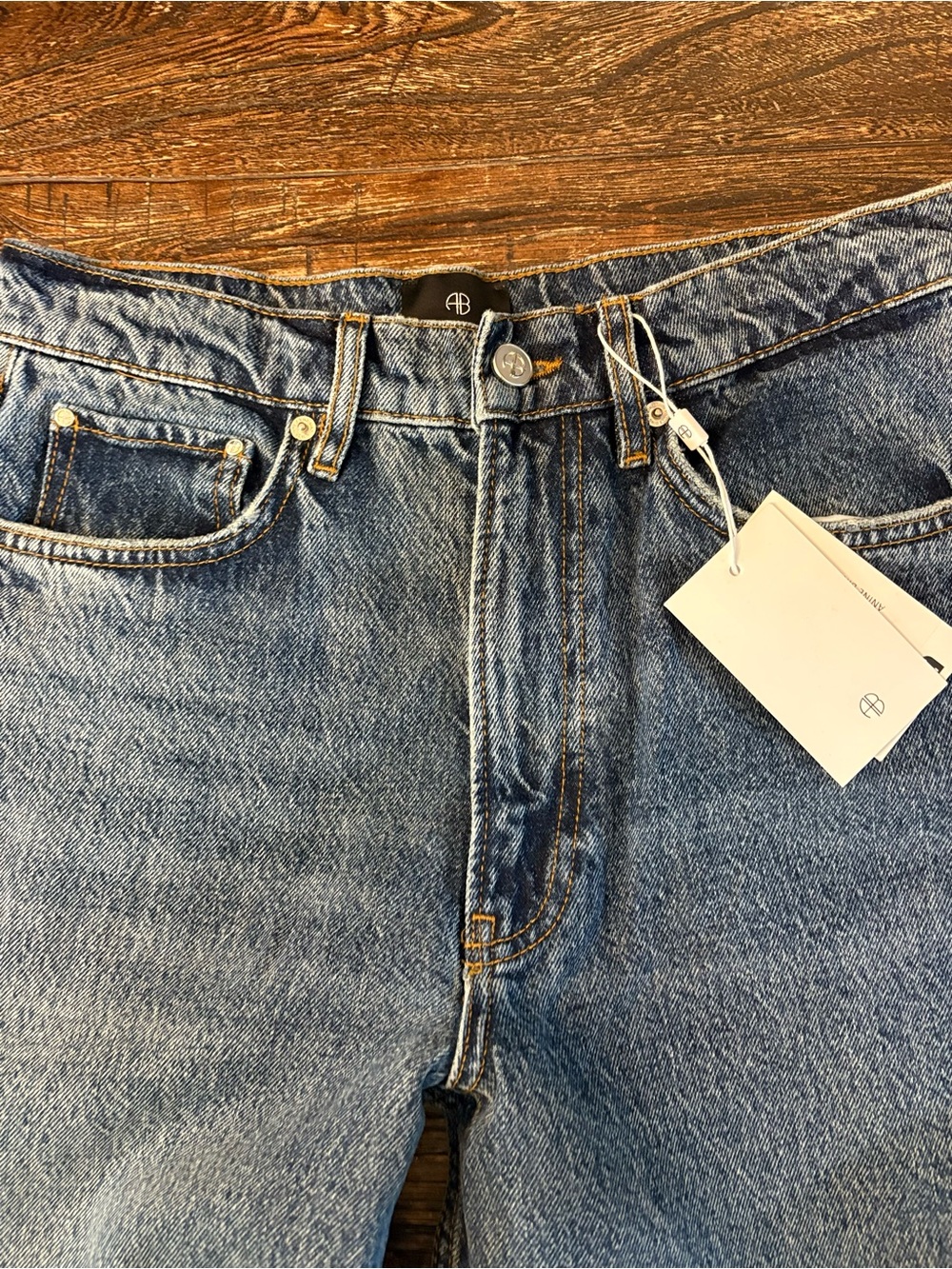 Anine Bing Brie Jeans Womens 28 Cabana Blue Wide Leg Seam Detail NWT - Picture 6 of 11